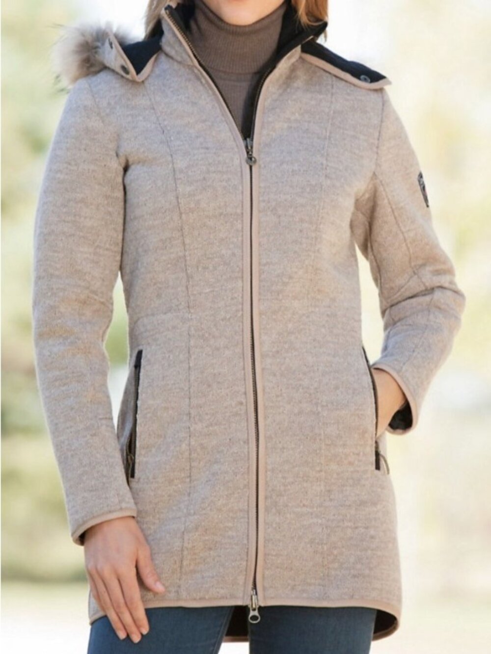 Dale Of Norway Women's Sz L Hooded With Faux Fur Trim & Quilted Lining Full Zip